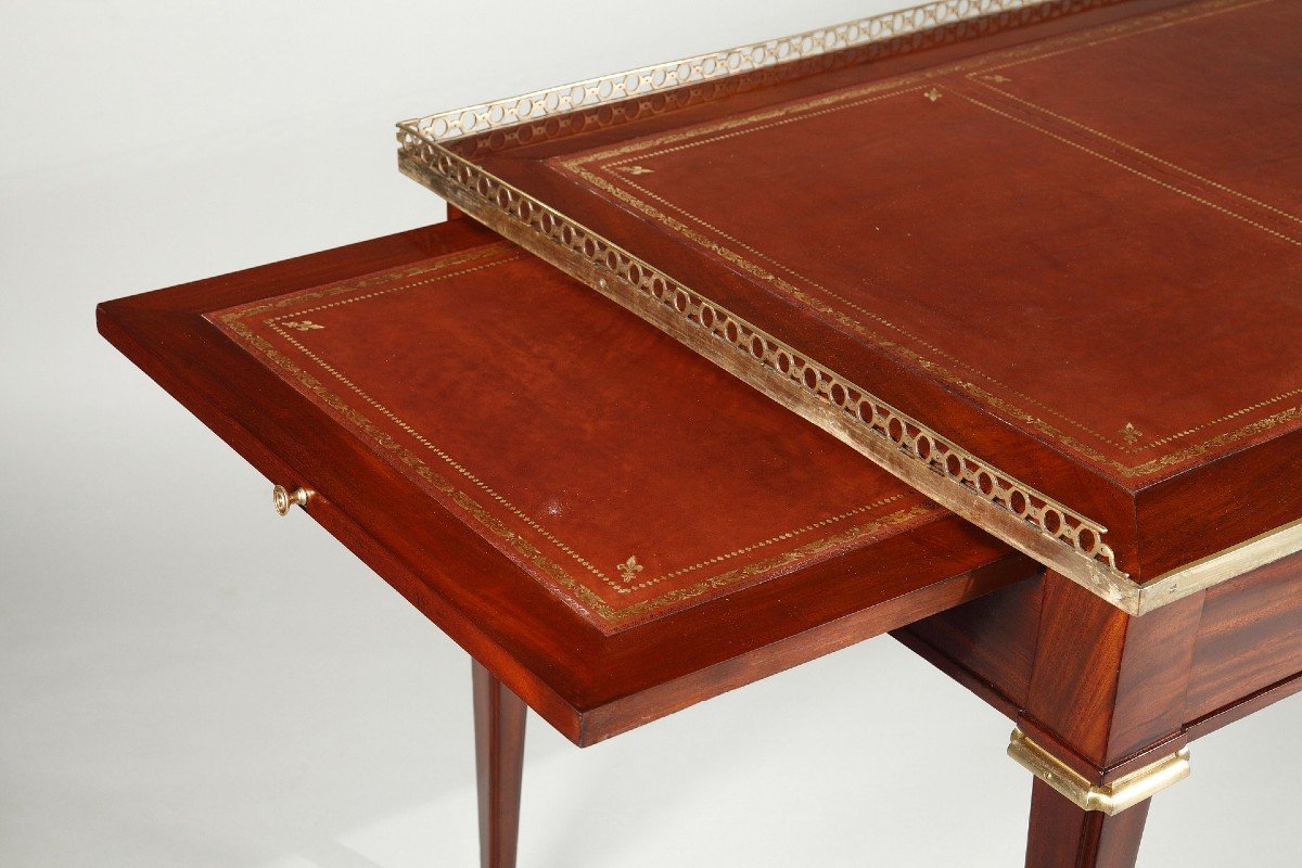 Large Flat Desk In Mahogany Stamped Jacob-photo-3