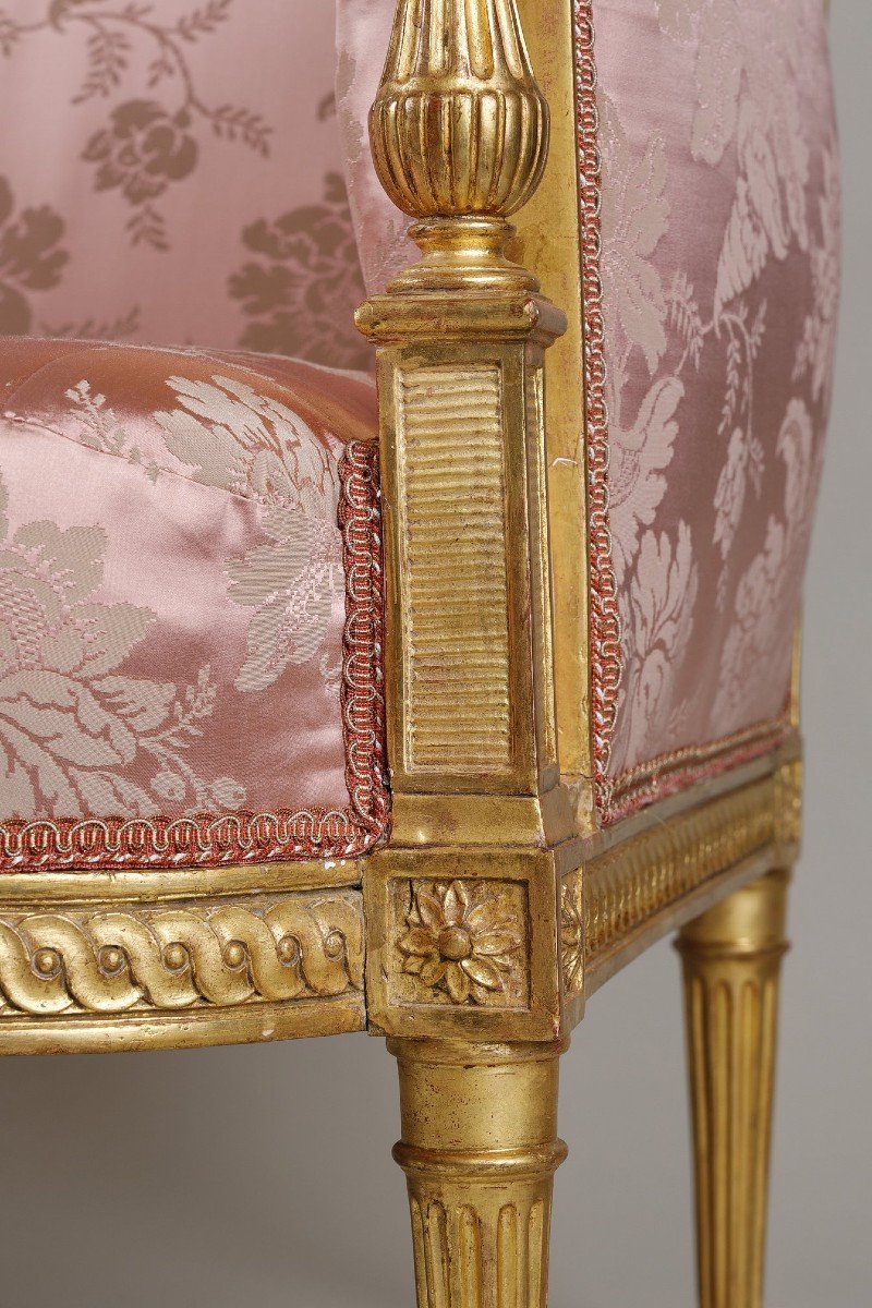 Louis XVI Period Sofa In Gilded Wood-photo-3