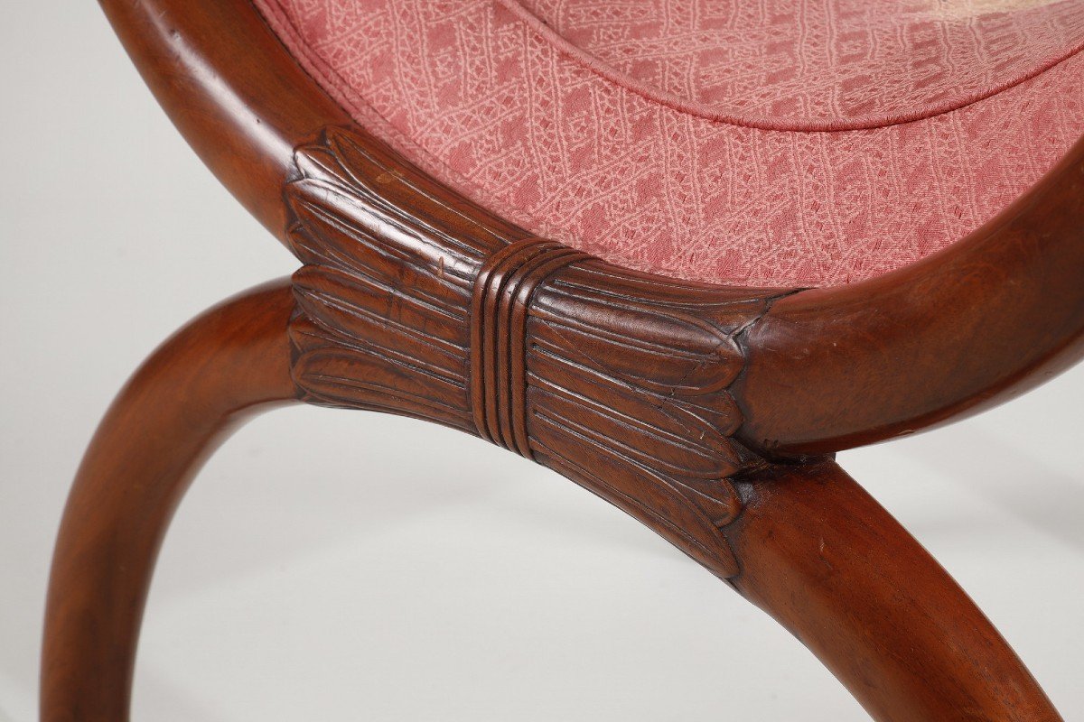 Pair Of Mahogany Curules Stamped P.marcion-photo-5