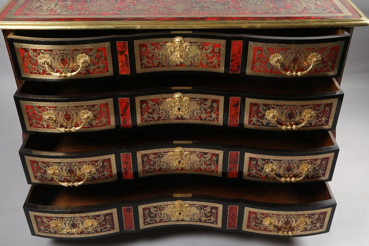 Paire De Commodes En Marqueterie Boulle XVIIIe et XIXe-photo-4