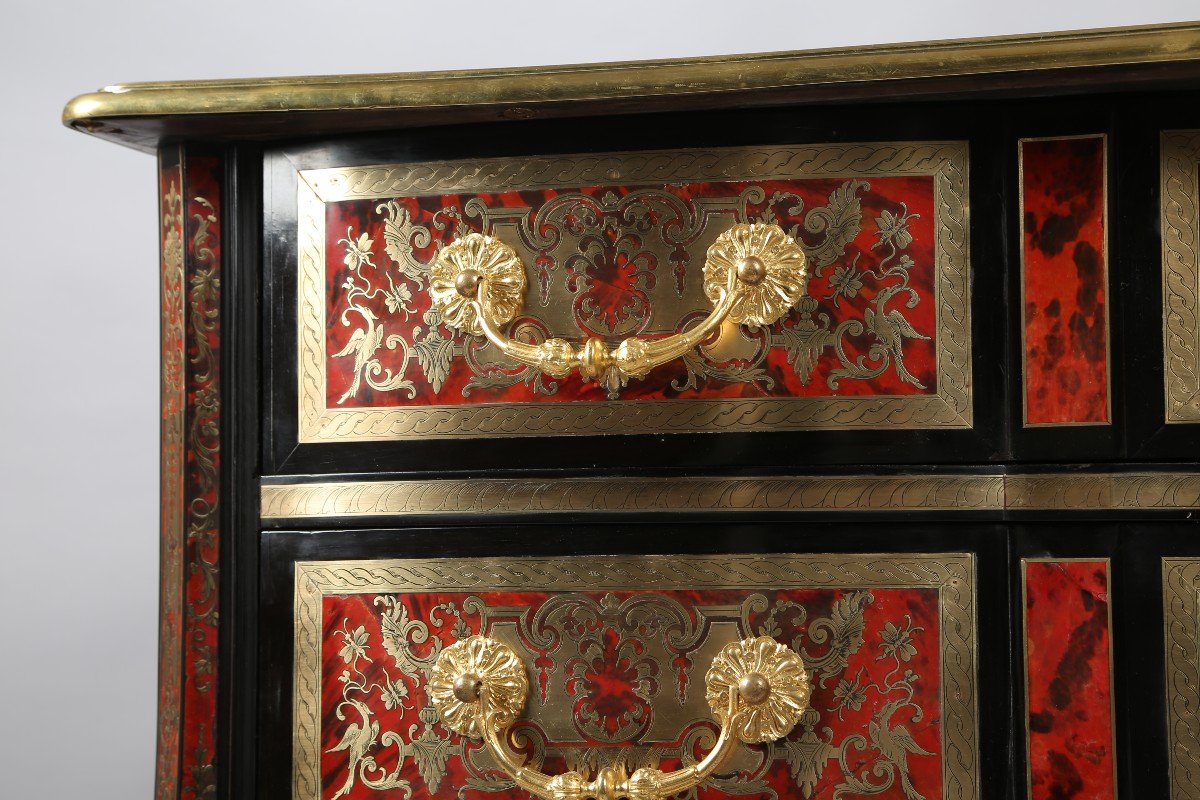 Pair Of 18th And 19th Century Boulle Marquetry Commodes-photo-4