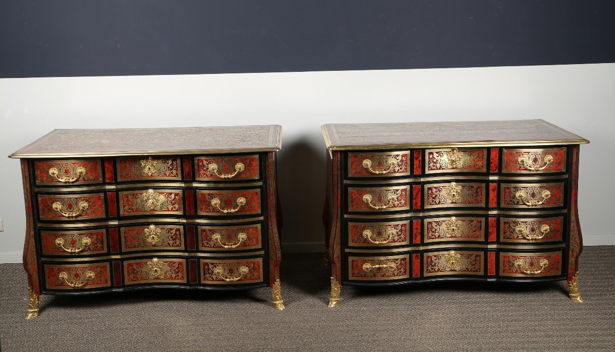 Paire De Commodes En Marqueterie Boulle XVIIIe et XIXe-photo-7