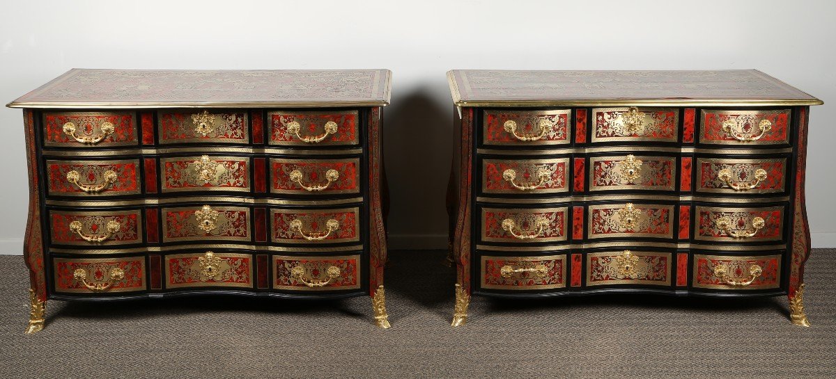 Pair Of 18th And 19th Century Boulle Marquetry Commodes