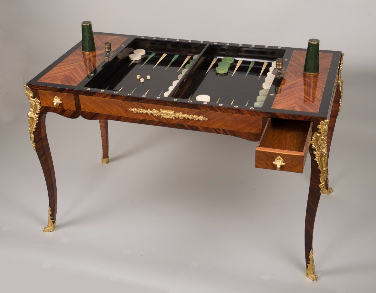 Table Tric-trac D’époque Louis XV Estampillée De Jean Hoffenrichler, Dit Potarange