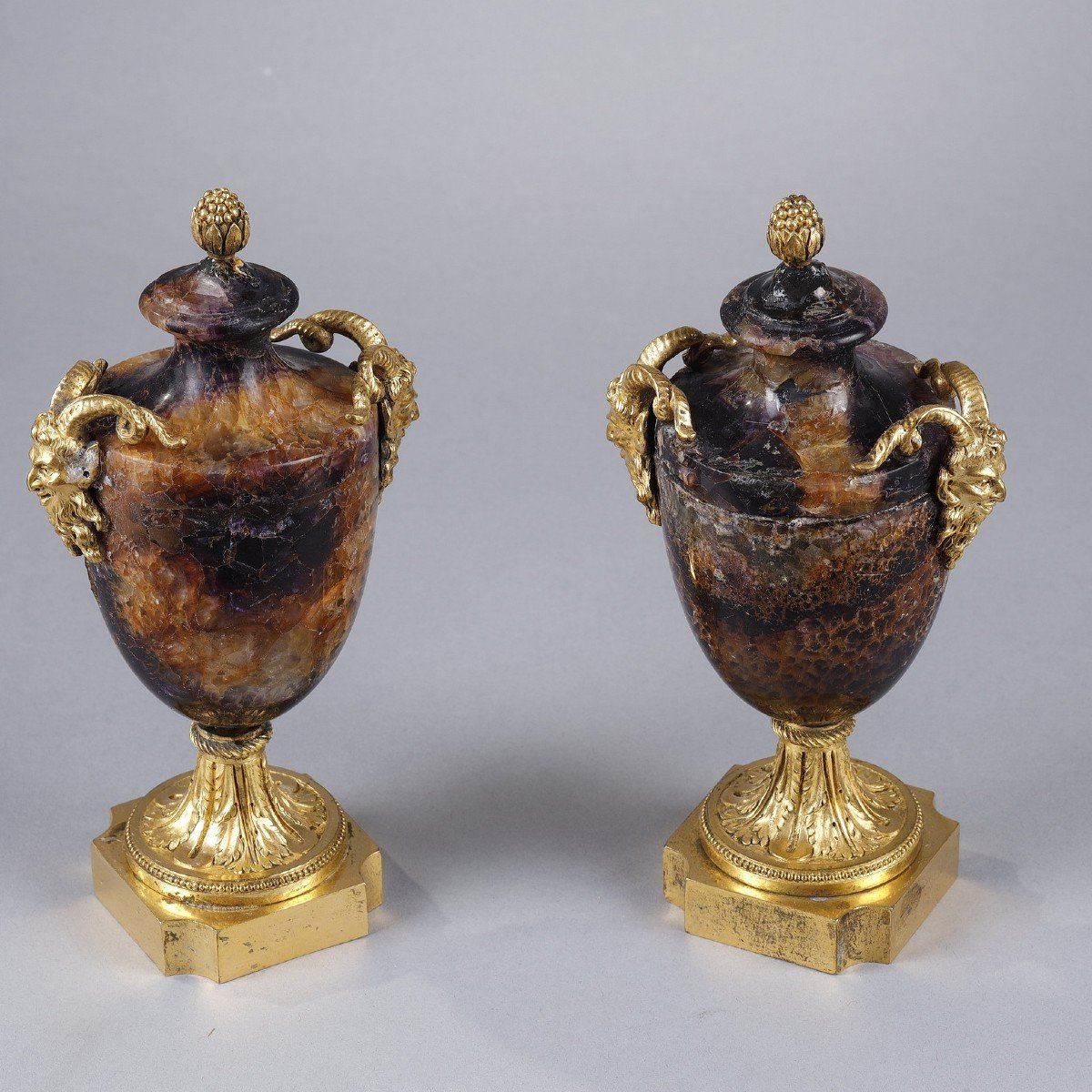 Rare Pair Of Blue John Urn Vases-photo-3