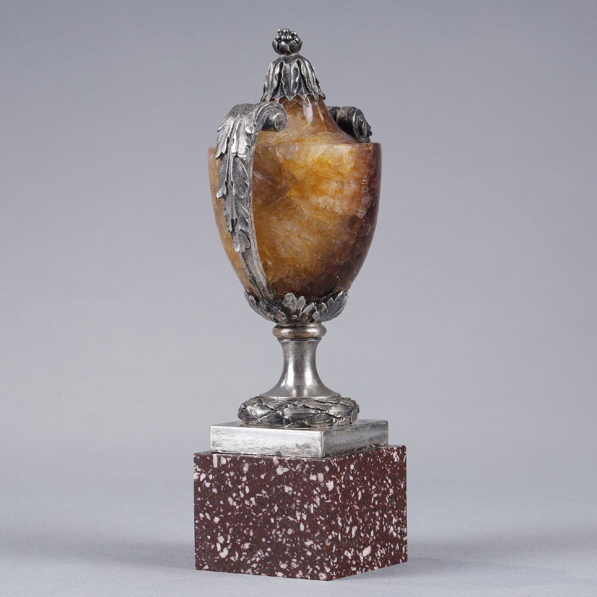 Small Urn Vase In Blue-john, Silver And Porphyry-photo-1