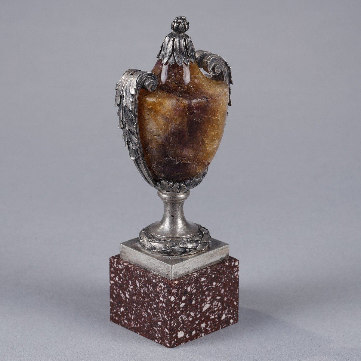 Small Urn Vase In Blue-john, Silver And Porphyry-photo-4