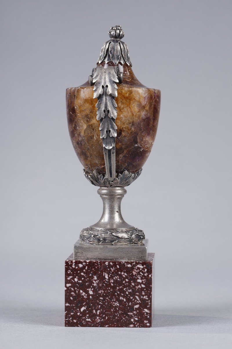 Small Urn Vase In Blue-john, Silver And Porphyry-photo-6