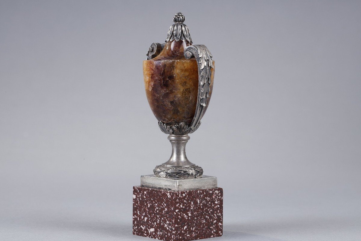 Small Urn Vase In Blue-john, Silver And Porphyry-photo-7