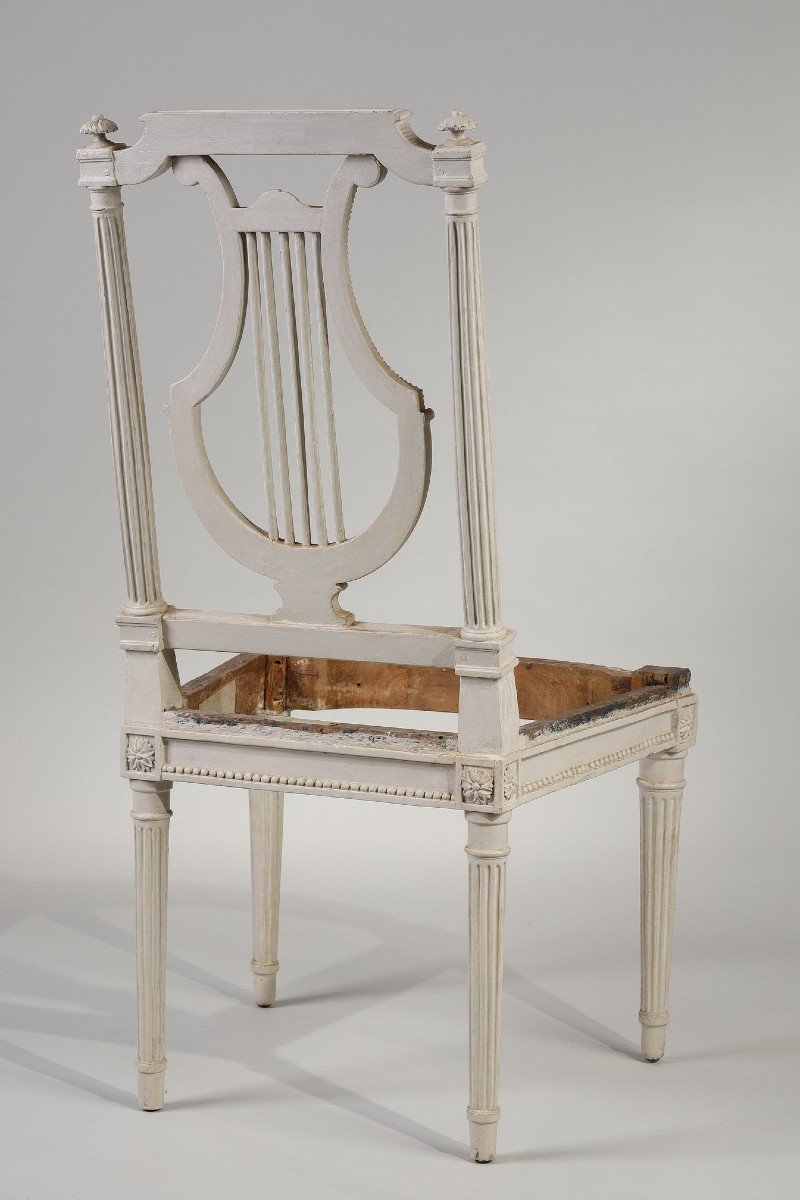 Suite Of Four Louis XVI Period Chairs Stamped Lebas-photo-8