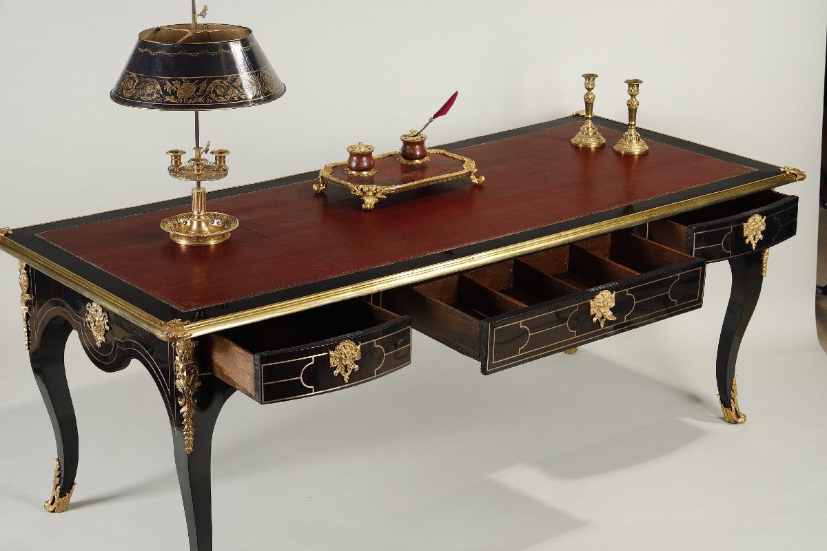 Very Large Black Regency Period Desk-photo-4