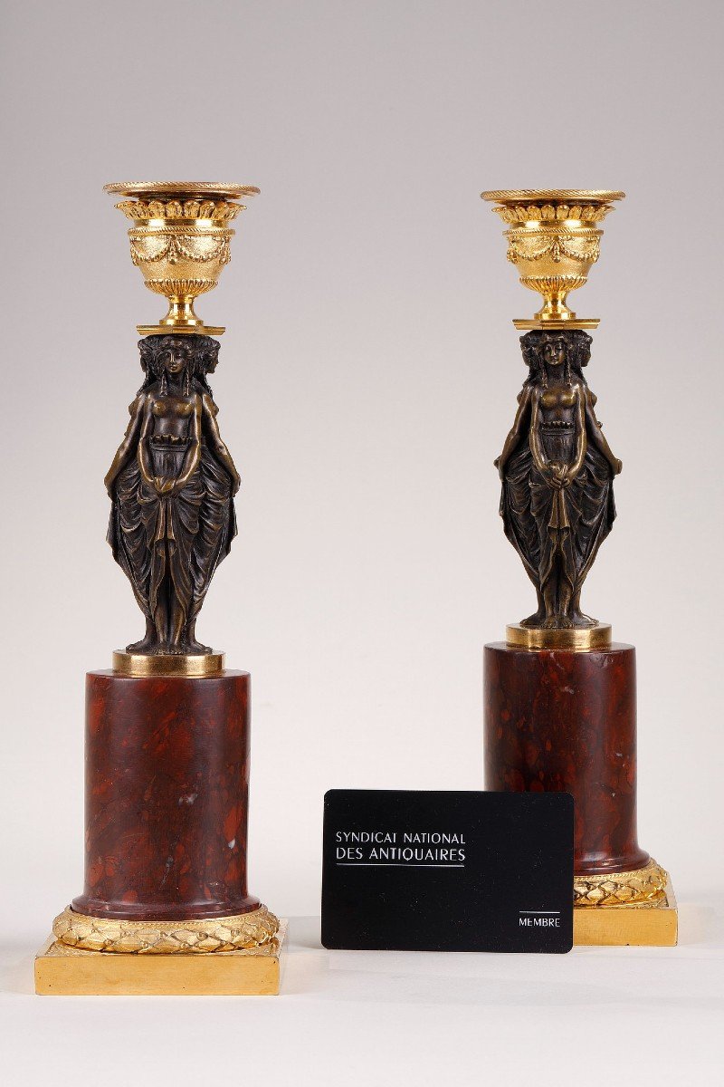 Pair Of Candlesticks End Of 18th Early 19th-photo-5