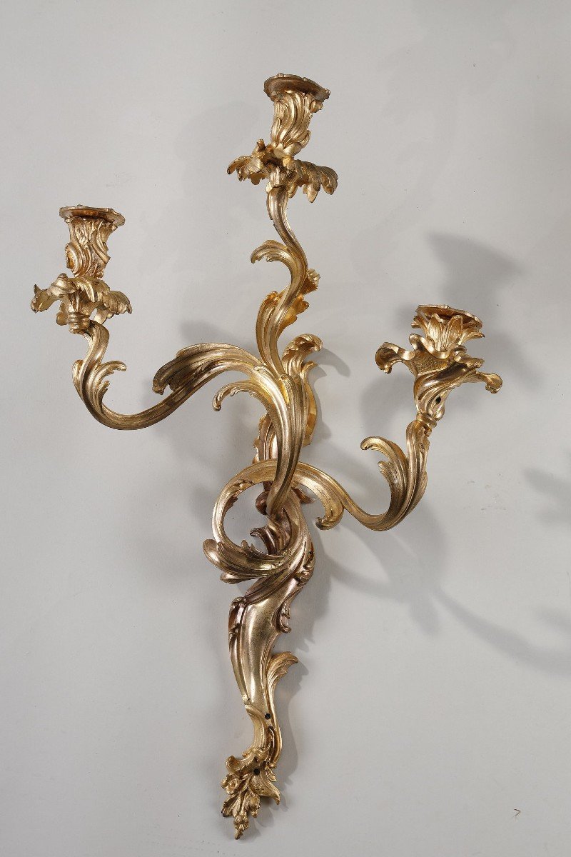 Large Pair Of Louis XV Style Wall Lights-photo-1