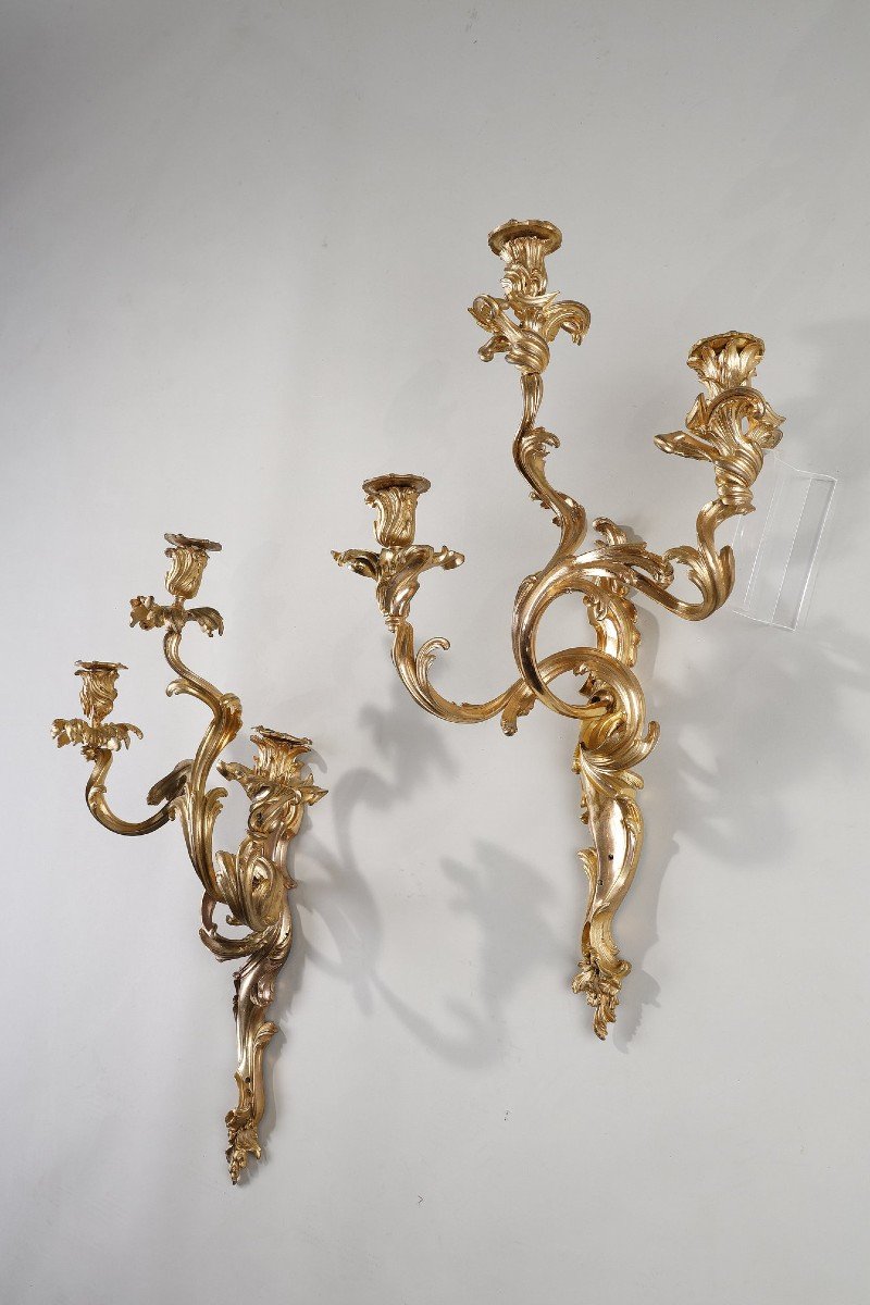 Large Pair Of Louis XV Style Wall Lights-photo-3