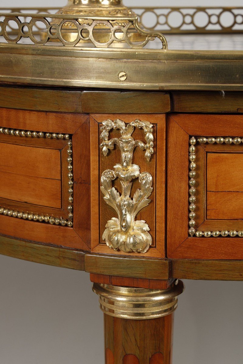 Pair Of Half-moon Consoles In Lemon Wood Stamped Garnier-photo-3