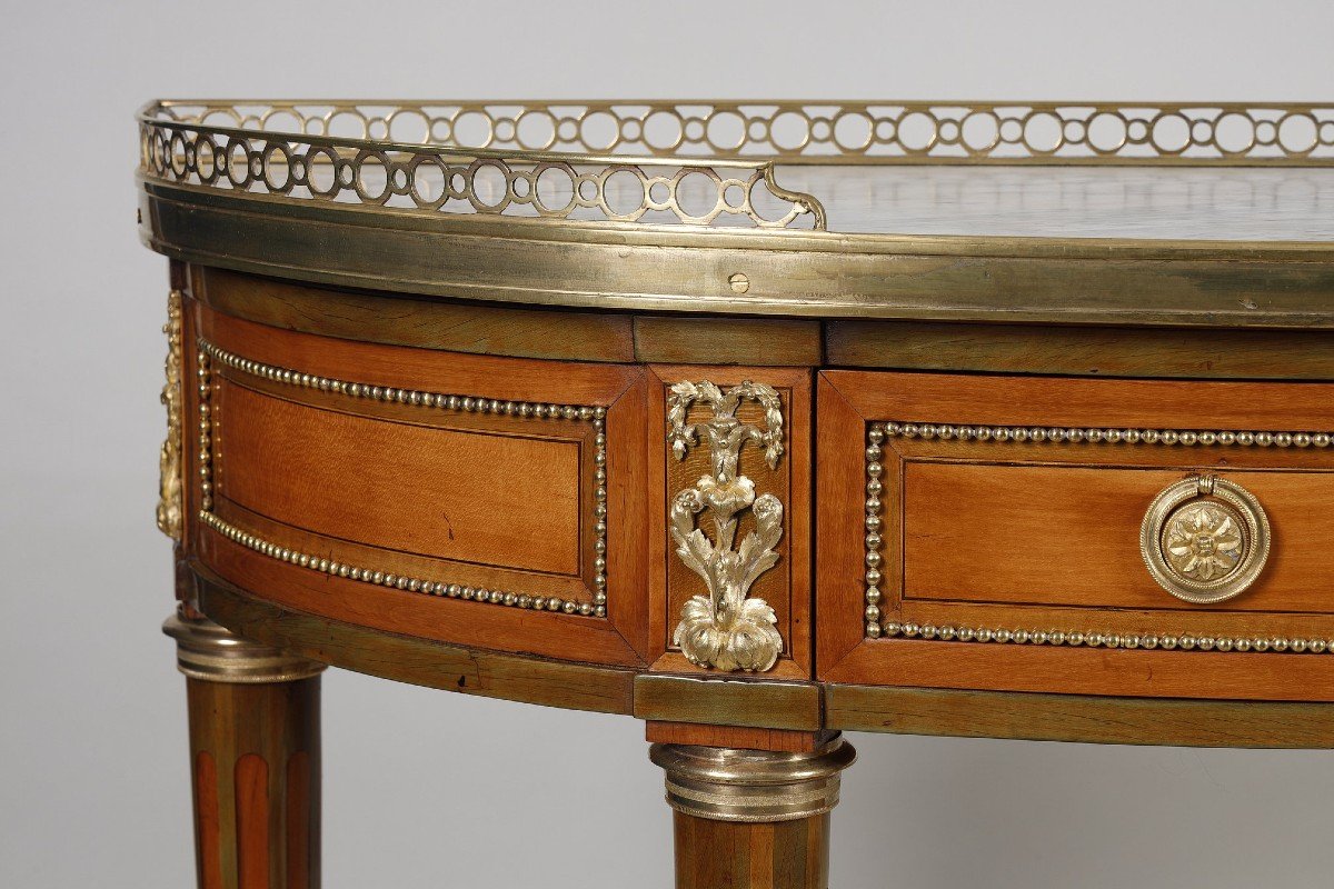 Pair Of Half-moon Consoles In Lemon Wood Stamped Garnier-photo-3