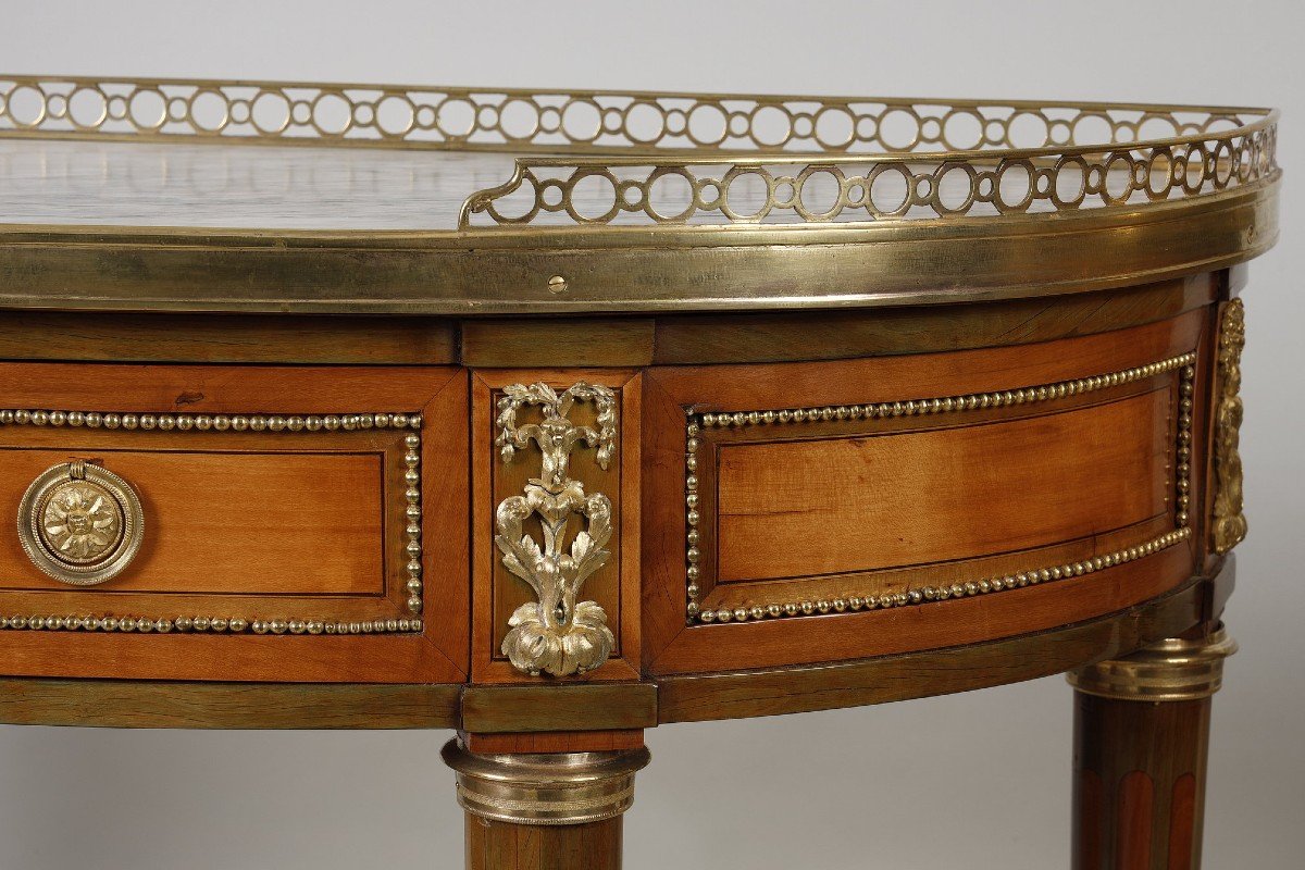 Pair Of Half-moon Consoles In Lemon Wood Stamped Garnier-photo-4