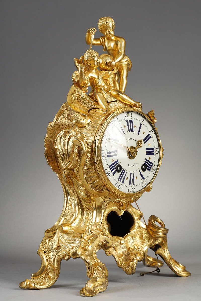 Rocaille Clock Louis XV Period Signed Jouard-photo-4