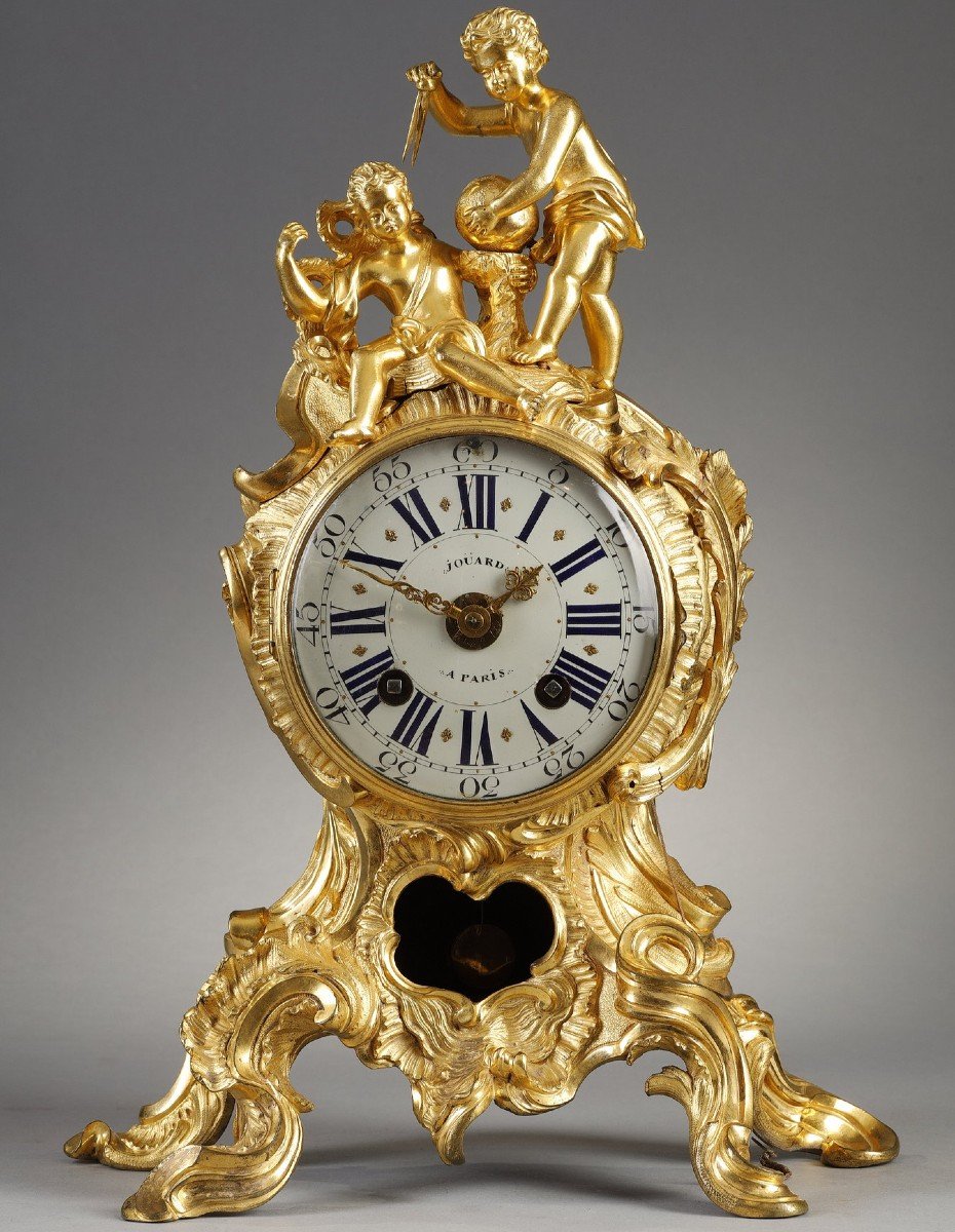 Rocaille Clock Louis XV Period Signed Jouard