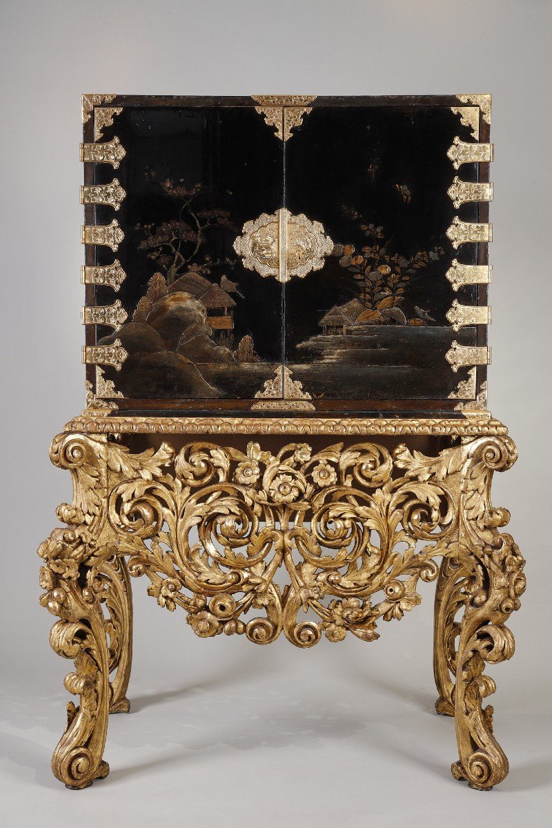 Large Edo Cabinet With Its 18th Century Baroque Base-photo-1