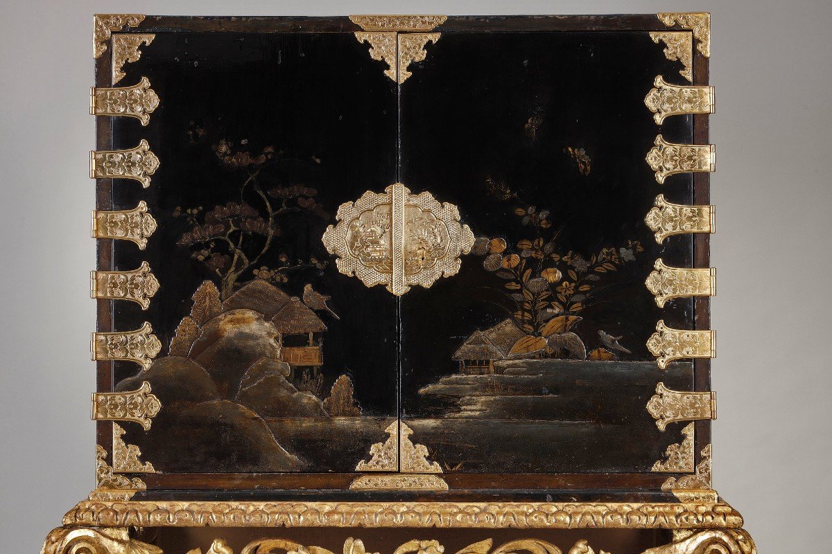 Large Edo Cabinet With Its 18th Century Baroque Base-photo-2