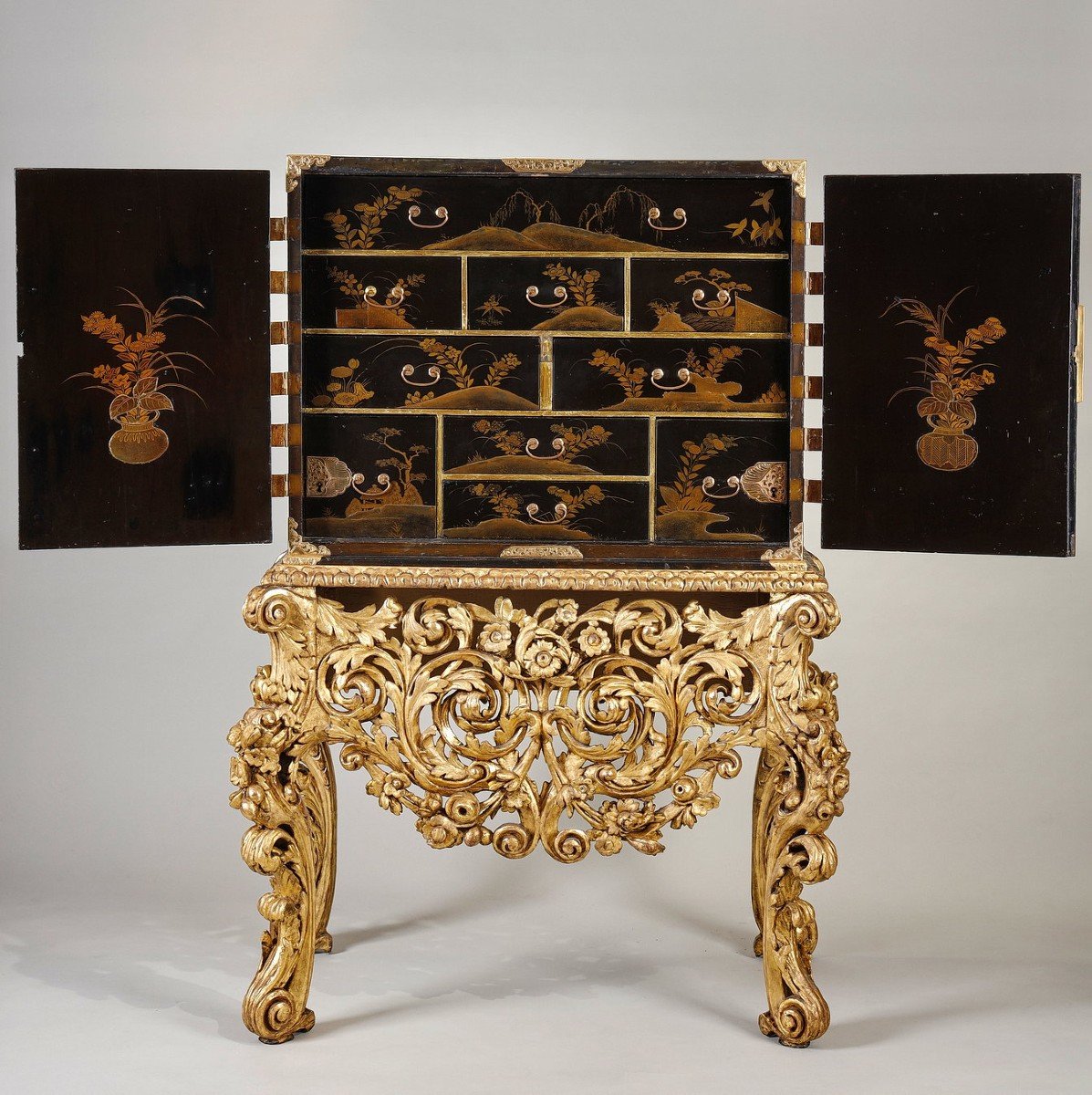 Large Edo Cabinet With Its 18th Century Baroque Base-photo-4