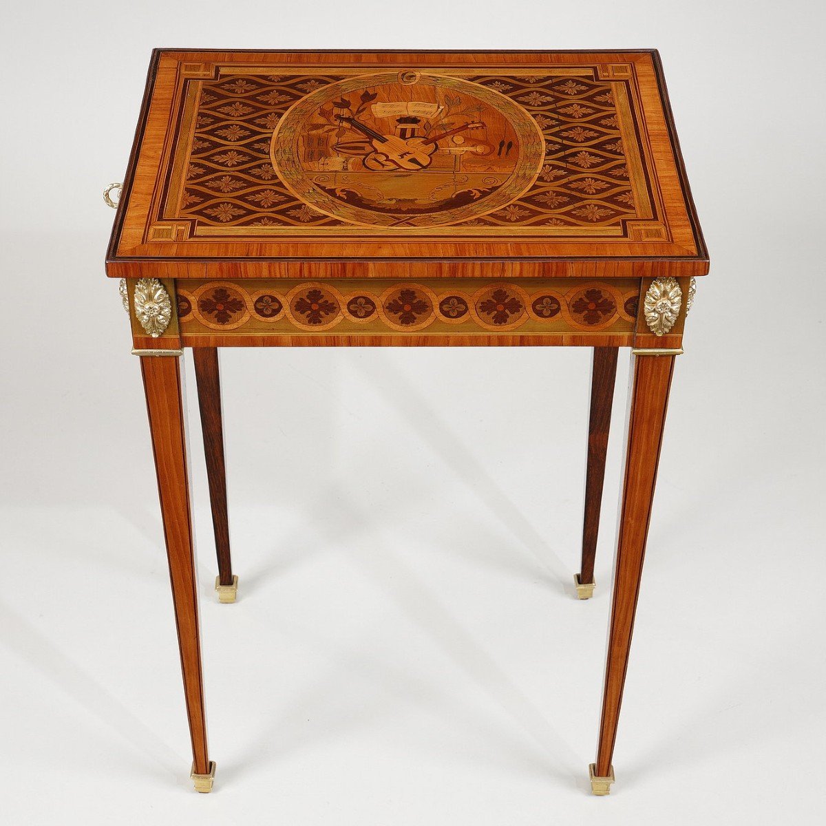 Petite Table Volante En Marqueterie, époque Louis XVI-photo-3