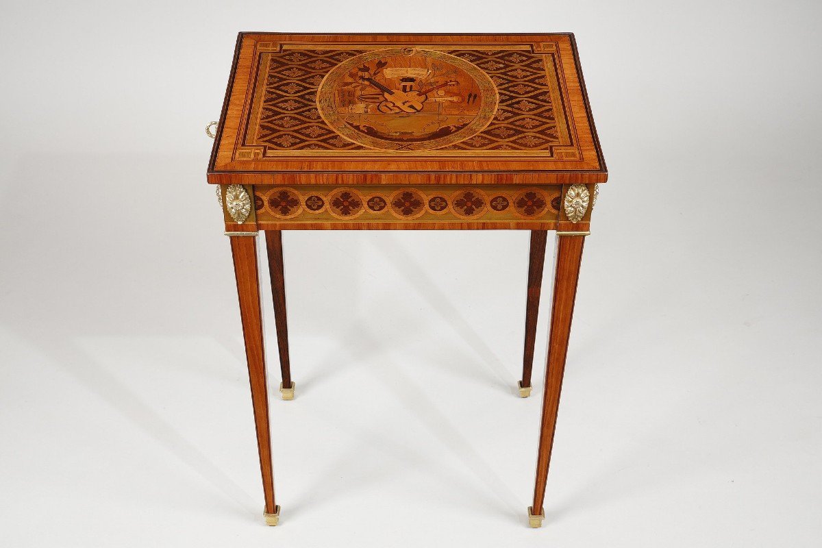 Petite Table Volante En Marqueterie, époque Louis XVI-photo-8