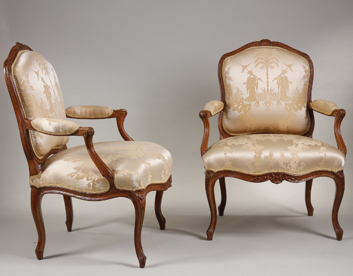 Pair Of Queen's Armchairs Stamped By Courtois