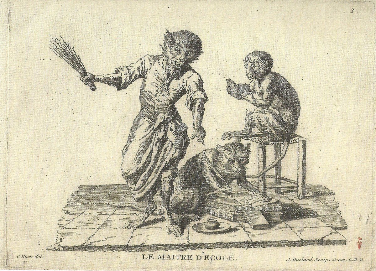 Deux Singes Capucins De Christophe Huet (pontoise 1700 – Paris 1759)-photo-3