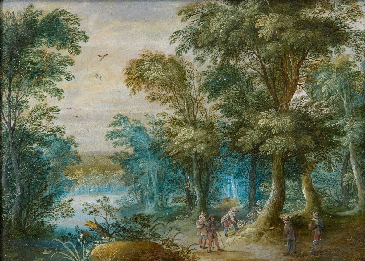 Pair Of Landscapes With Travelers And Hunters Resting, Jasper Van Der Lanen-photo-1