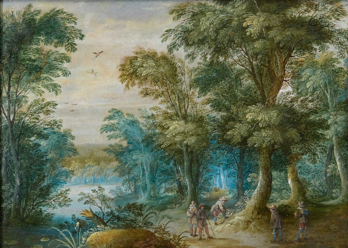 Pair Of Landscapes With Travelers And Hunters Resting, Jasper Van Der Lanen-photo-3