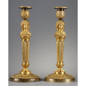 Pair Of So-called "wonderful" Candlesticks, Attributed To Claude Galle (1759-1815)