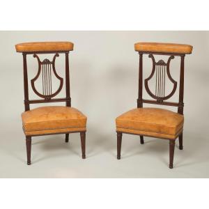 Pair Of Bridge Chairs In Mahogany From Georges Jacob