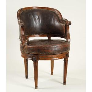 Large Swivel Armchair Of Desk, Louis XVI Period