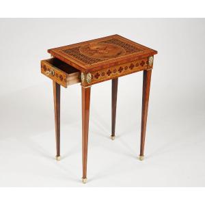 Petite Table Volante En Marqueterie, époque Louis XVI