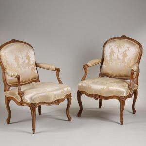 Pair Of Queen's Armchairs Stamped St Georges