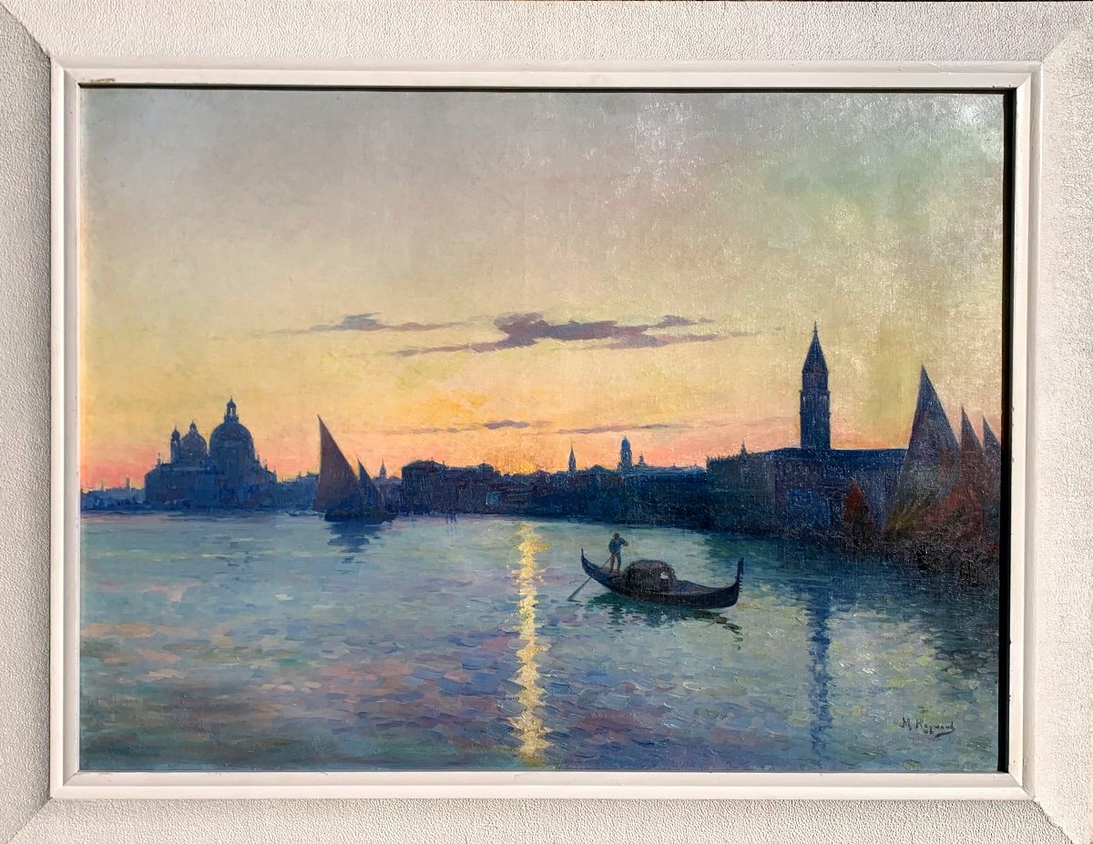 Coucher De Soleil à Venice. Huile  Toile 73x54.Marius  Reynaud 1860-1935-photo-2