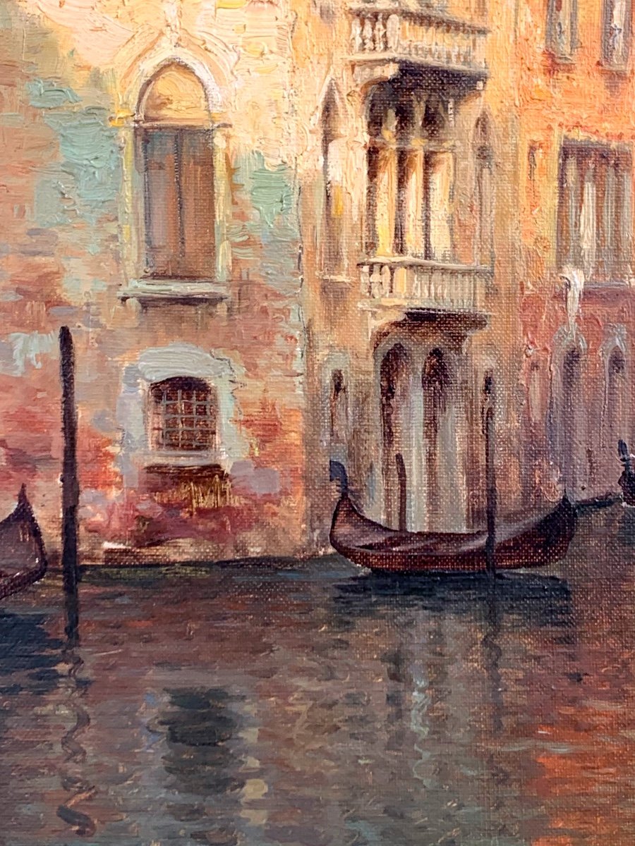 Canal In Venice. Oil On Canvas 65x54. Hugo Golli -vallin-photo-2