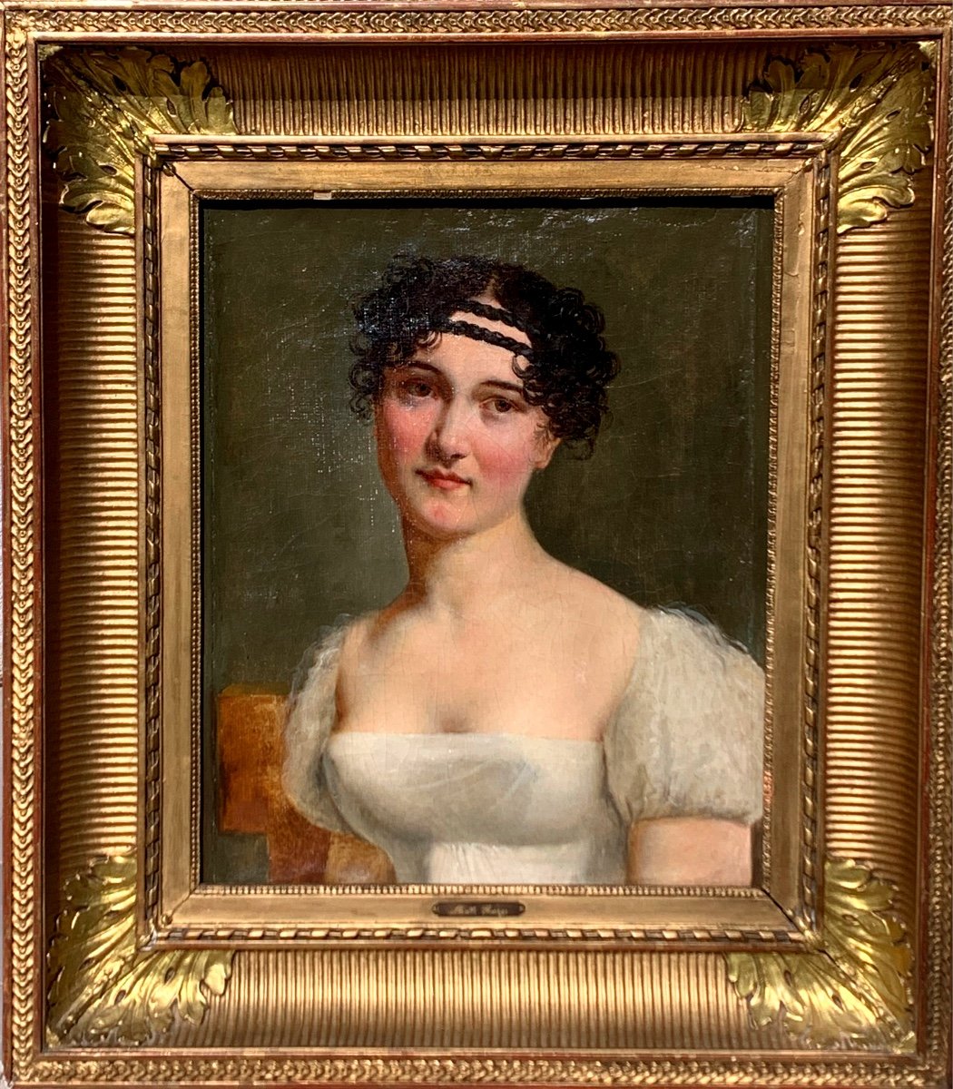 Portrait Of Mlle George. Oil Canvas 48x40. Early 1800s. -photo-5