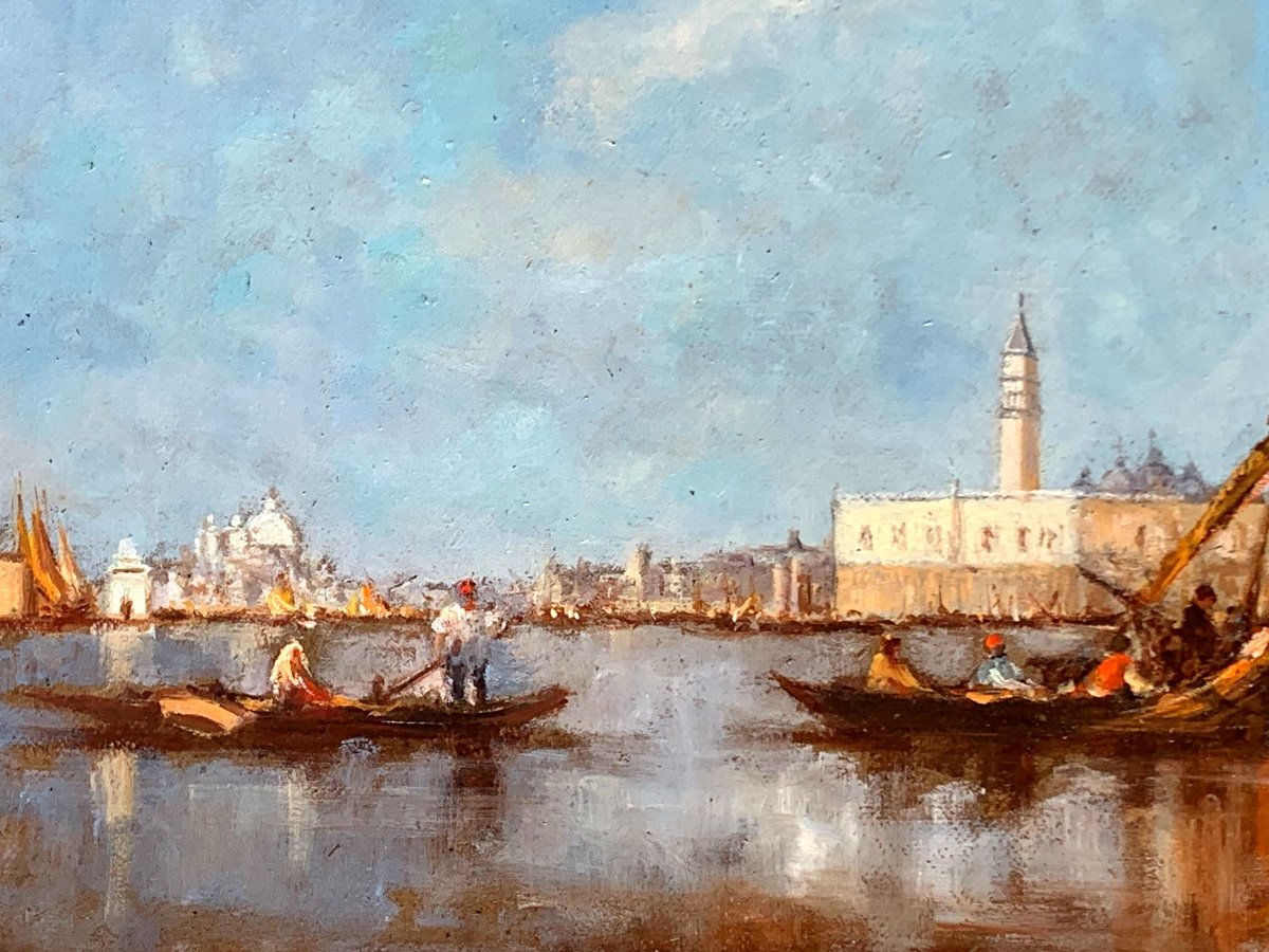 Vues De Venice.1900 Circa.huile Panneau 51,5x28,5. Signé Maréchal -photo-1