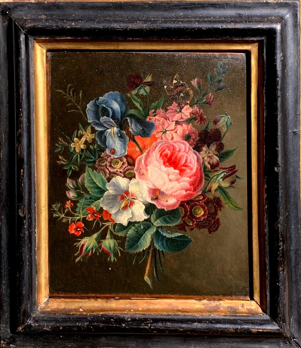 Bouquet Of Flowers. Oil On Canvas 23x20. French School,late 18th Century.-photo-2