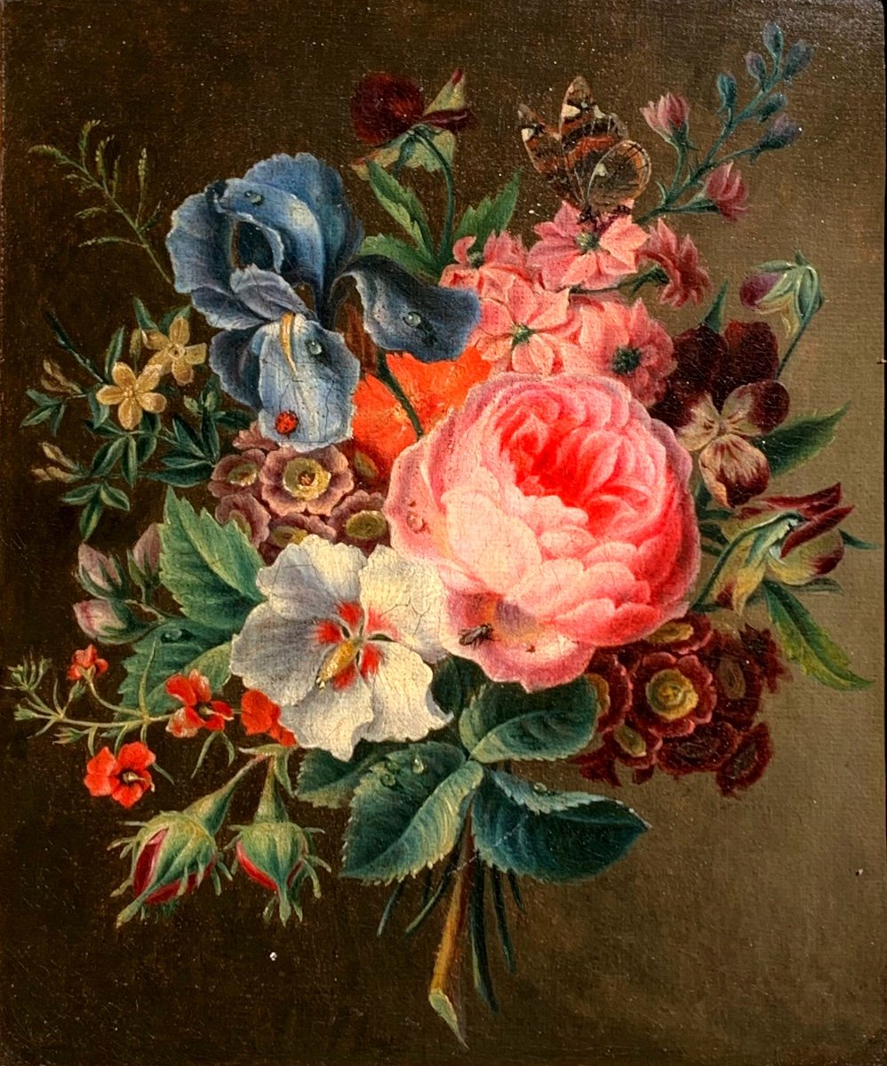 Bouquet Of Flowers. Oil On Canvas 23x20. French School,late 18th Century.