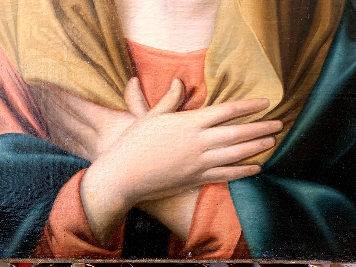 Praying Virgin.oil On Canvas 63x50. Early 18th Century. -photo-4