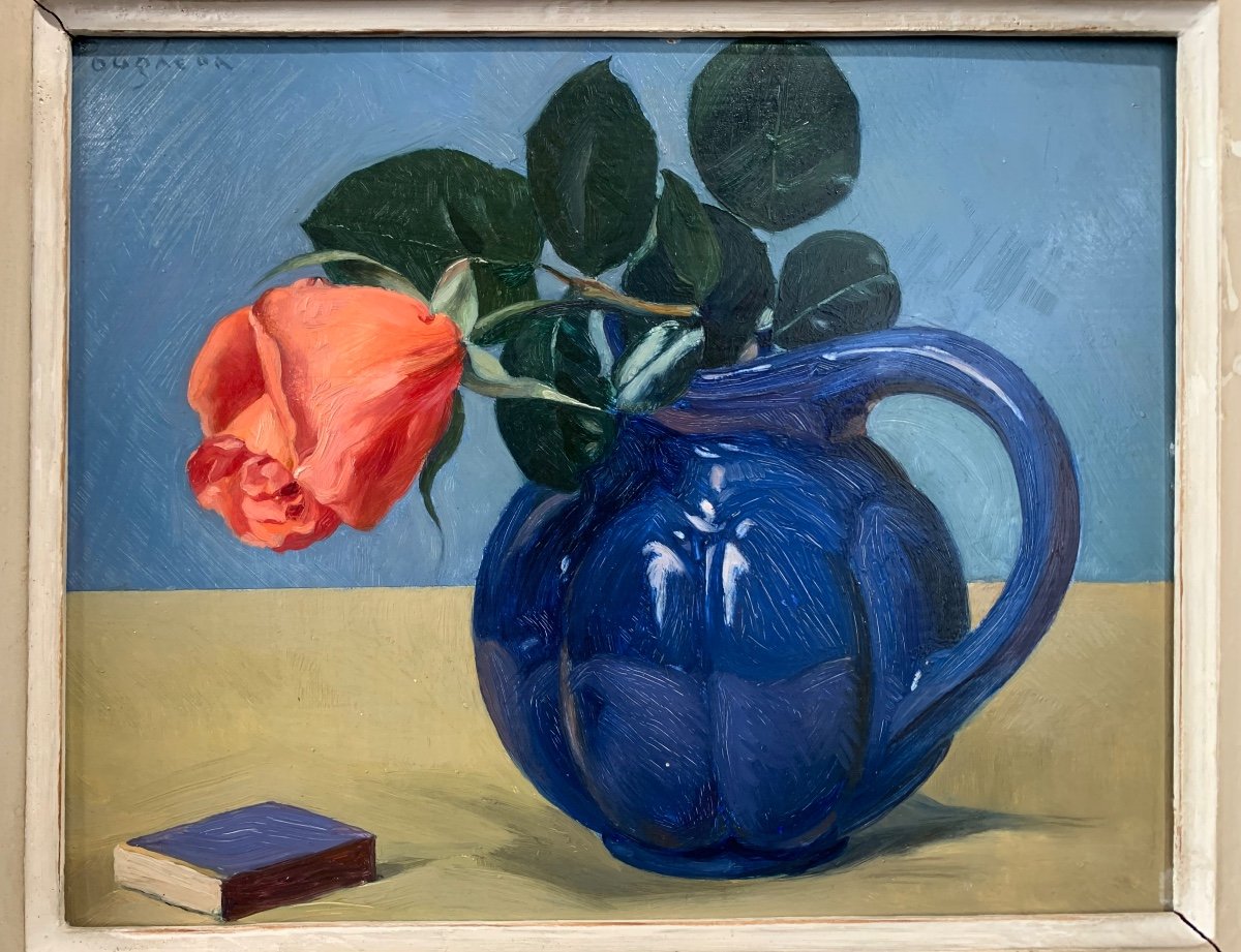 Vase Blue . Oil Carton 27x22. Eugene Robert Pougheon 1886-1955-photo-2