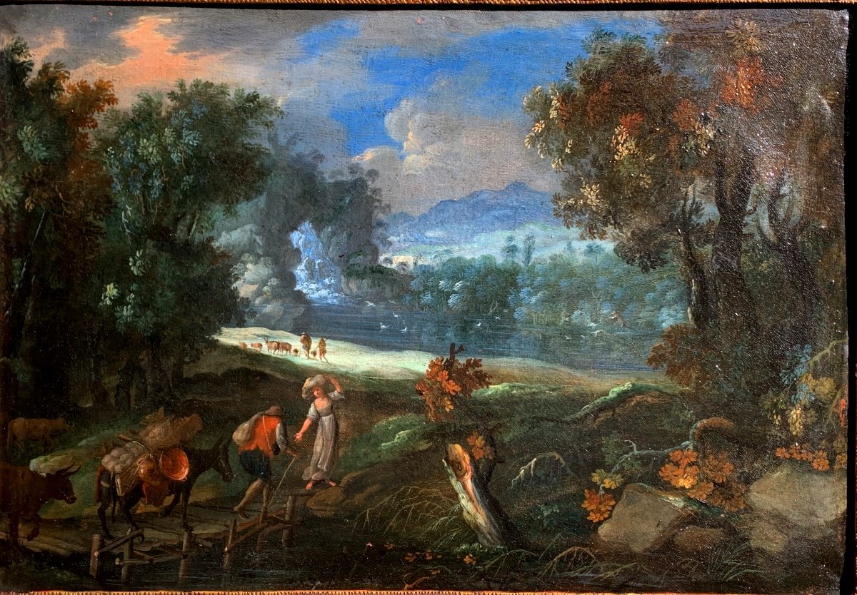 Paysage. Oil On Canvas 63x44. Entourage On Paul Bril.(1554-1626)-photo-2