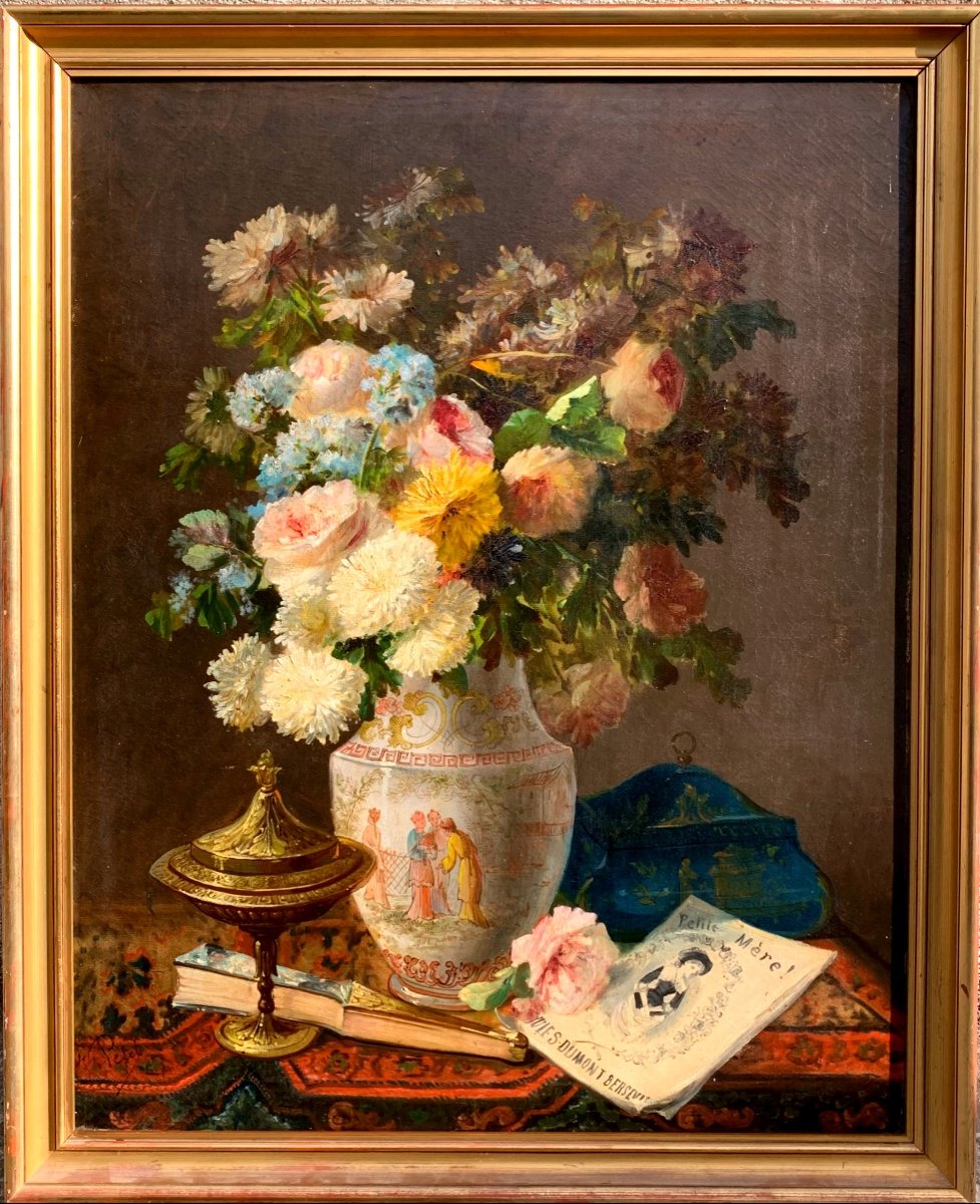 Eugène Petit 1839-1886.vase Des Fleurs. Hst 93x73