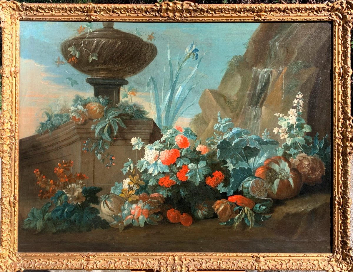 Still Life . Large Oil On Canvas , 18th Century French School.