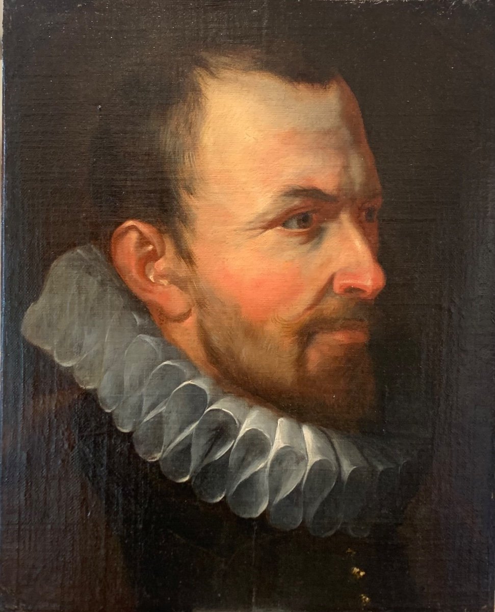 Portail Of à Nobleman In Profile. Oil On Canvas 42x34 XVII Century 