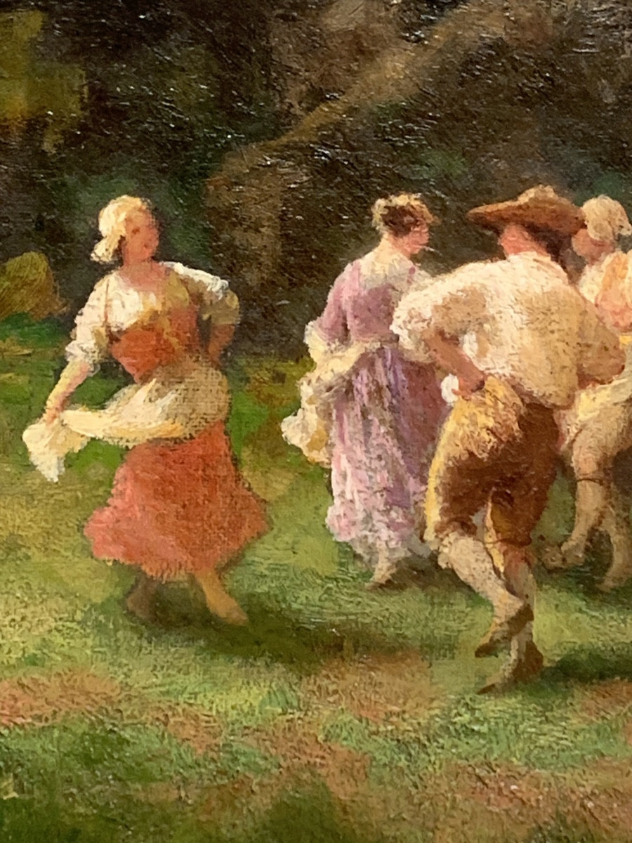 Camillo Innocenti 1871-1961. Folk Dance. Oil On Canvas 61x50-photo-4